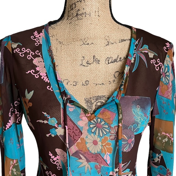 KLD Open Shoulder Sheer Tunic Blouse Small - Picture 7 of 16